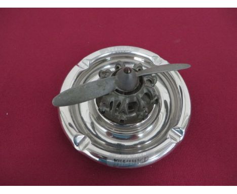 1930's Bristol Aircraft Company Engine Promotion Ashtray  interesting plated ashtray depicting a Bristol engine with rotating