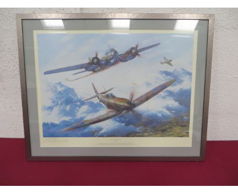 Battle of Britain 'The Courageous Few' by David Bryant "Bob" Doe's Signed Presentation Print.   This print depicts a dramatic