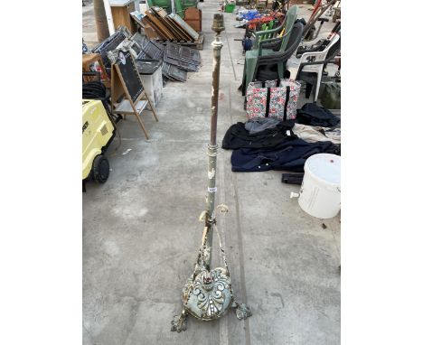 A VINTAGE BRASS STANDARD LAMP 