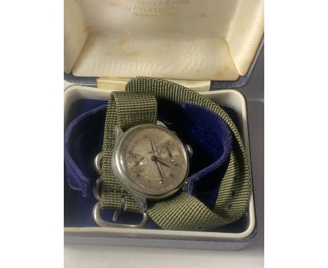 A VINTAGE LEMANIA CHRONOGRAPH WRIST WATCH 