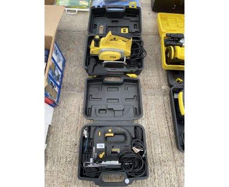 TWO AS NEW AND BOXED MCKELLER POWER TOOLS TO INCLUDE A JIG SAW AND A WOOD PLANE 
