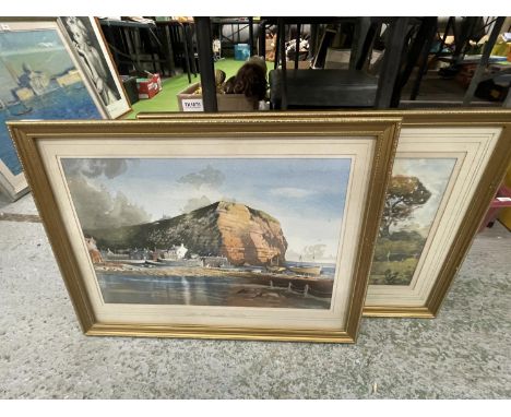 A SIGNED COLIN BEATS (ROYAL DOULTON ARTIST) FRAMED WATERCOLOUR -  'A COUNTRY LANE WORCESTER', 1986, AND A COLIN BEATS PRINT, 