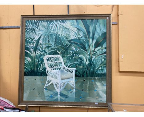 ANDREW HEWKIN (BRITISH BORN 1949) 'ORDERING CAMPARIS IN CAPRI', OIL ON CANVAS, SIGNED AND DATED 85 LOWER RIGHT, FURTHER INFOR