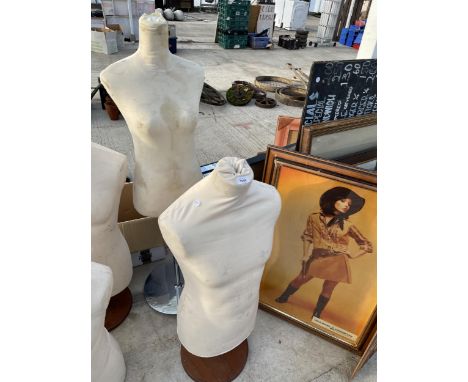 TWO VINTAGE TORSO MANEQUINS WITH BASES 