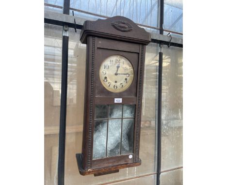 A VINTAGE WOODEN WESTMINISTER CHIMING WALL CLOCK 