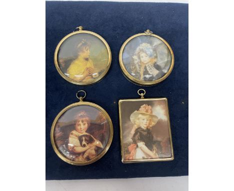 FOUR VINTAGE PRINTED PORTRAIT MINIATURES 