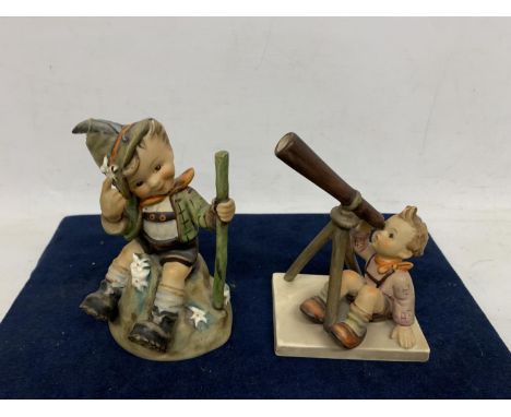 TWO GOEBEL W GERMANY FIGURES TO INCLUDE A THINKING BOY AND A BOY WITH A TELESCOPE 