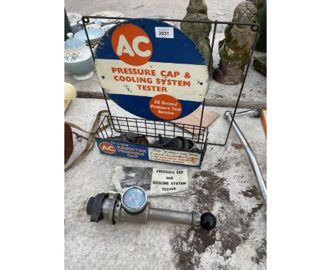 A VINTAGE AC PRESSURE CAP AND COOLING SYSTEM TESTER 
