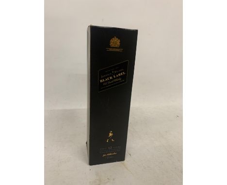 A 1.125L BOTTLE OF JOHNNIE WALKER BLACK LABEL 12 YEAR OLD SCOTCH WHISKY - BOXED 