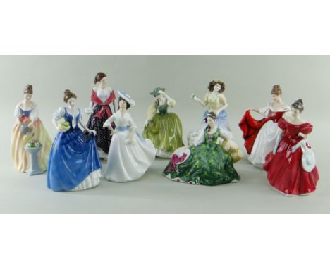 EIGHT ROYAL DOULTON BONE CHINA FIGURINES comprising 'Sara' HN 2265, 'Alexandra' HN 3286, 'Elyse' HN 2474, 'Winsome' HN 2220, 
