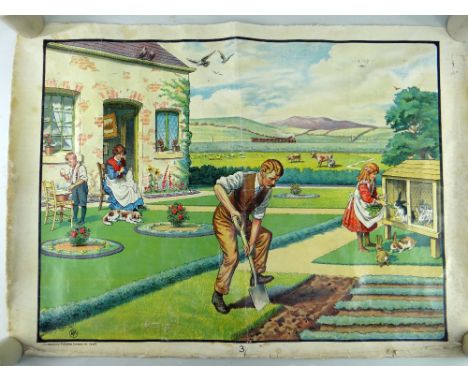 VINTAGE EDUCATIONAL POSTER, c. 1940s, Educational Publishing Company Ltd. (Cardiff) poster no. 3, colour lithograph, illustra