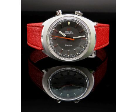 UNUSUAL OMEGA 'CHRONOSTOP' STAINLESS STEEL CHRONOGRAPH DRIVER'S WRISTWATCH, ref. 145.010, c.1969, 17-jewel cal. 920 manual wi