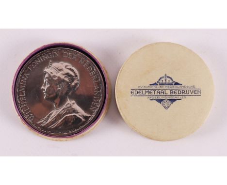 A silver-plated bronze medal 'Anniversary exhibition 3 September - 31 October 1923', design: J.C. Wienecke, awarded to Ir. J.