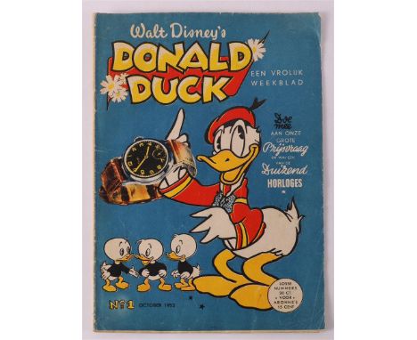 Walt Disey's 'Donald Duck - a cheerful weekly', number 1 - October 1952. First Dutch edition, saddle stitched, 1st edition.