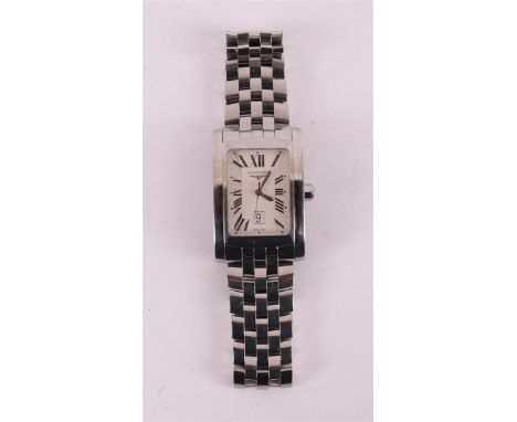 A Longine DolceVita men's wristwatch on original steel strap, ca. 2016. Quartz movement with Roman numerals and date, numbere