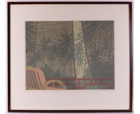Bertholet, Ferrie (1952) "Japanese veranda", signed in full in pencil lower right, color lithograph/paper E.A. no. 5/12, h 42