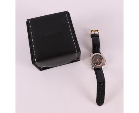 A vintage Engelhardt men's wristwatch on a leather strap and original box. Stainless steel housing Ø 4.2 mm, mechanical movem