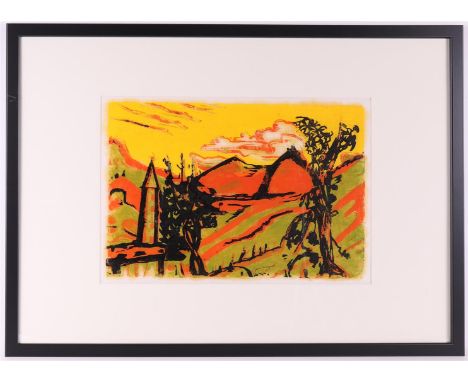 Wiegers, Jan (Oldenhove 1893 A'dam-1959) "View of Lugano", 1958, signed in full right in the plate, color lithograph/mixed me