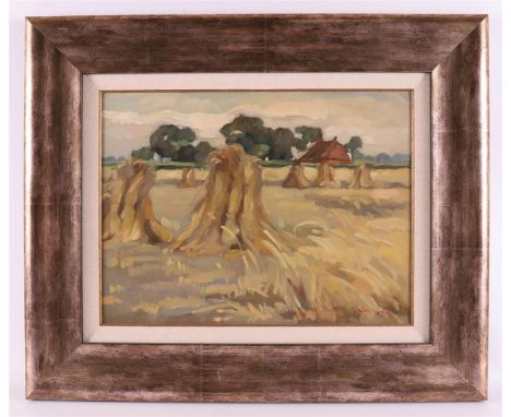 Have ten, Jan * (Groningen 1903-1991) "Landscape with sheaves of wheat", signed in full bottom right, oil paint/panel, h 29 x
