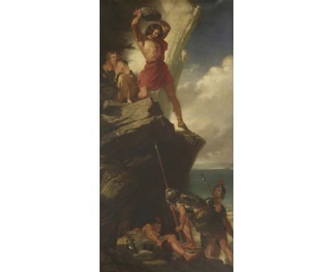 George Dawe RA (1781-1829)CYMBELINE, KING OF THE SOUTH-EAST OF ENGLANDSigned with monogram(?), oil on canvas204 x 106cmThe pa