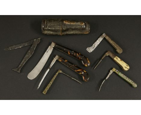Early cutlery,16th(?), 17th and 18th century, comprising:four folding forks and three folding knives,the first, a pair with t