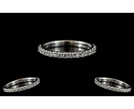 Platinum - Contemporary Diamond Set Half Eternity Ring, Marked 950 Platinum to Interior of Shank. The Diamonds of Top Colour 