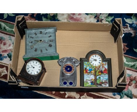 Collection of Four Mantle Clocks,  comprising Liberty style mantle clock, a nursery clock, a History Croft clock, and a moder