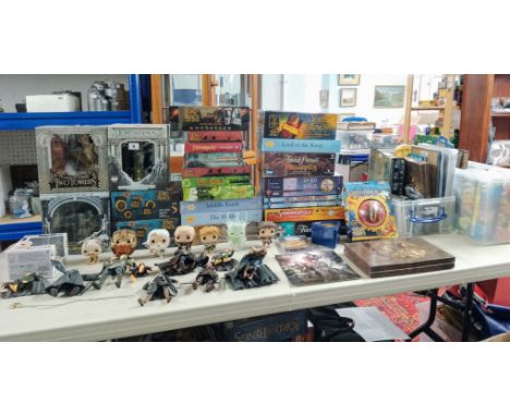 A collection of Lord Of The Rings boardgames, memorabilia and figures. Items to include a 'Galadriel' Funko Pop, boxed, and 7