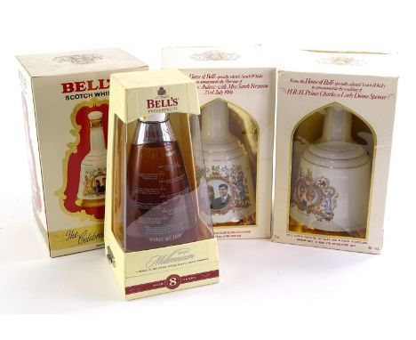 Four Bells whisky decanters, to include The Millennium, The Wedding of Prince Andrew & Sarah Fergusson and the wedding of Pri