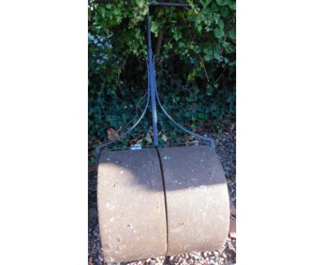 A wrought and cast iron garden roller.