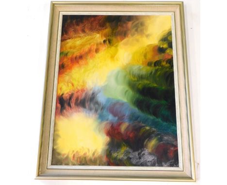 L R Parkes. Abstract in various colours, oil on board, signed and dated 1968, 45cm x 60cm.