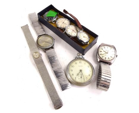 Various watch heads and wristwatches, to include a Talis silver plated ladies wristwatch, a Solo wristwatch, a silver plated 