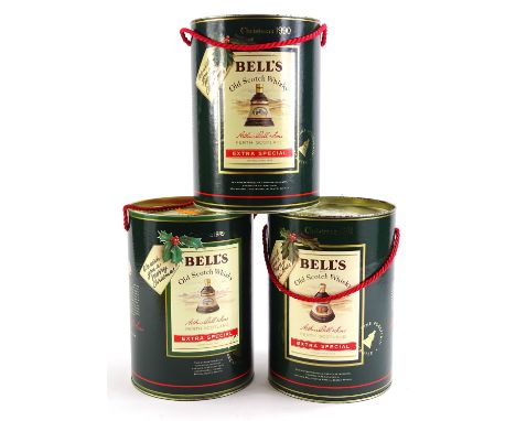 Three Bells whisky decanters, for Christmas 1989,1990 and 1991 etc.