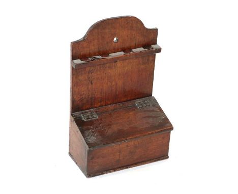 ~ A Georgian Oak Spoon Rack, with pierced arched cresting over three rows of pierced staging, 29cm high; A Similar Spoon Rack