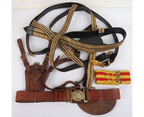Royal Navy and Army Officers Belt: Super quality gilt RN officers buckle on gilt wire  sword belt with gilt fittings, Army be