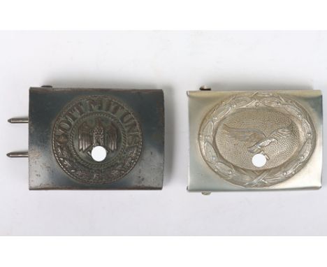 WW2 German Coastal Artillery and Luftwaffe Buckles: Combat steel army/coastal artillery buckle with original paint finish wit