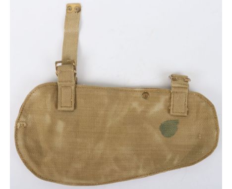 WW2 British Army Entrenching Tool Cover: Webbing 37 pattern cover with brass metal work in good condition. 