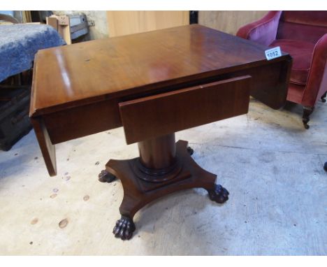  Sale Item:    MAHOGANY CLAW FOOT PEDESTAL SOFA TABLE  Vat Status:   No Vat   Buyers Premium:  This lot is subject to a Buyer