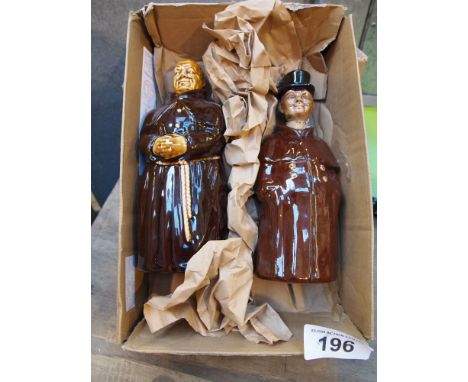  Sale Item:    2 CERAMIC DECANTERS- COACHMAN & MONK  Vat Status:   No Vat   Buyers Premium:  This lot is subject to a Buyers 