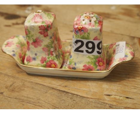  Sale Item:    ROYAL WINTON CHINTZ SHREWSBURY CRUET SET  Vat Status:   No Vat   Buyers Premium:  This lot is subject to a Buy