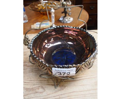  Sale Item:    CARNIVAL GLASS BOWL & EPNS STAND   Vat Status:   No Vat   Buyers Premium:  This lot is subject to a Buyers Pre