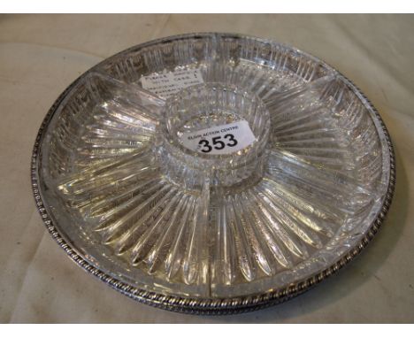  Sale Item:    E P CUT GLASS HORS DE'OEVRE DISH   Vat Status:   No Vat   Buyers Premium:  This lot is subject to a Buyers Pre
