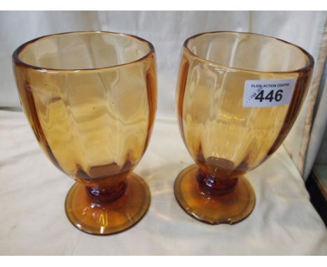  Sale Item:    PAIR AMBER GLASS VASES (AF)   Vat Status:   No Vat   Buyers Premium:  This lot is subject to a Buyers Premium 