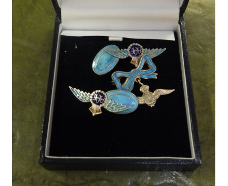  Sale Item:    SILVER ENAMEL RAF BROOCH & CUFFLINKS  Vat Status:   No Vat   Buyers Premium:  This lot is subject to a Buyers 