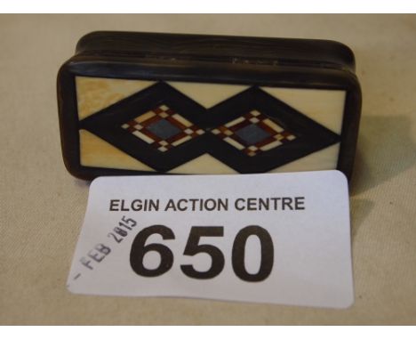  Sale Item:    INLAID SNUFF BOX   Vat Status:   No Vat   Buyers Premium:  This lot is subject to a Buyers Premium of 15% + Va