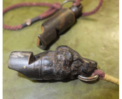  Sale Item:    CARVED WOODEN DOG HEAD WHISTLE & OTHER  Vat Status:   No Vat   Buyers Premium:  This lot is subject to a Buyer