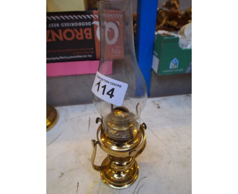  Sale Item:    BRASS LAMP WITH WALL GIMBLE   Vat Status:   No Vat   Buyers Premium:  This lot is subject to a Buyers Premium 