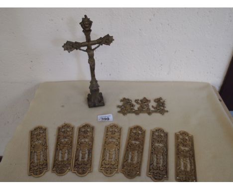  Sale Item:    DOOR PLATES CRUCIFIX & BRASS PLATE  Vat Status:   No Vat   Buyers Premium:  This lot is subject to a Buyers Pr