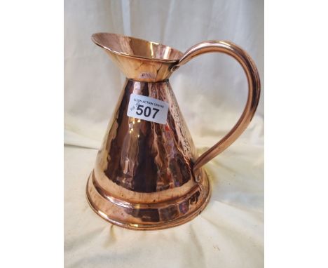  Sale Item:    COPPER ALE JUG   Vat Status:   No Vat   Buyers Premium:  This lot is subject to a Buyers Premium of 15% + Vat 