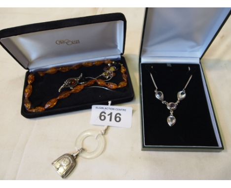  Sale Item:    SILVER RATTLE NECKLACES & BROOCH   Vat Status:   No Vat   Buyers Premium:  This lot is subject to a Buyers Pre